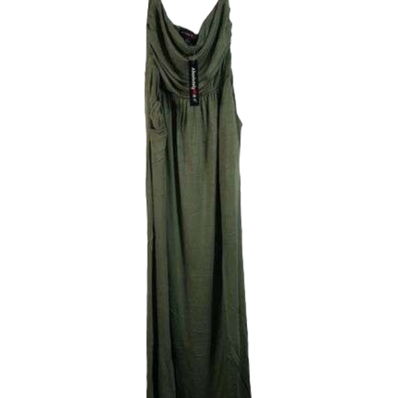 NWT Absolutely Love It Strapless Tube Top Maxi Dress in Olive Green sz L - Picture 3 of 3